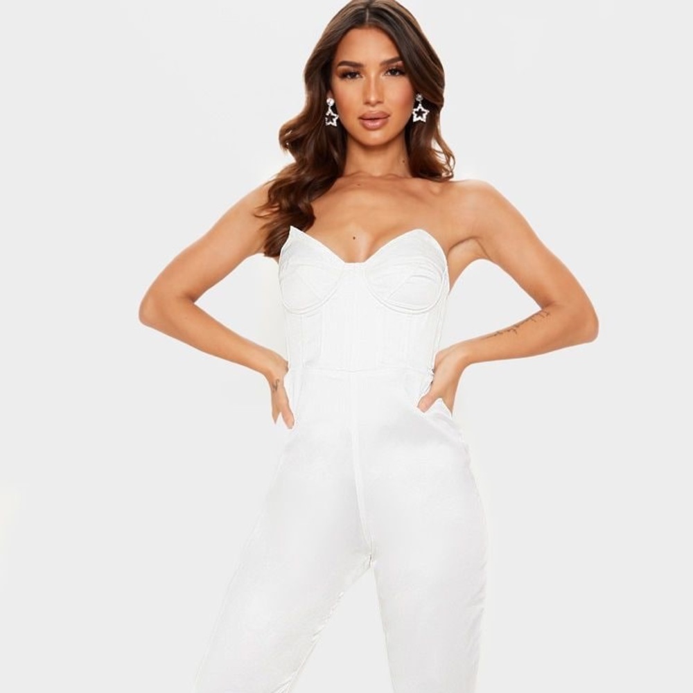White satin jumpsuit